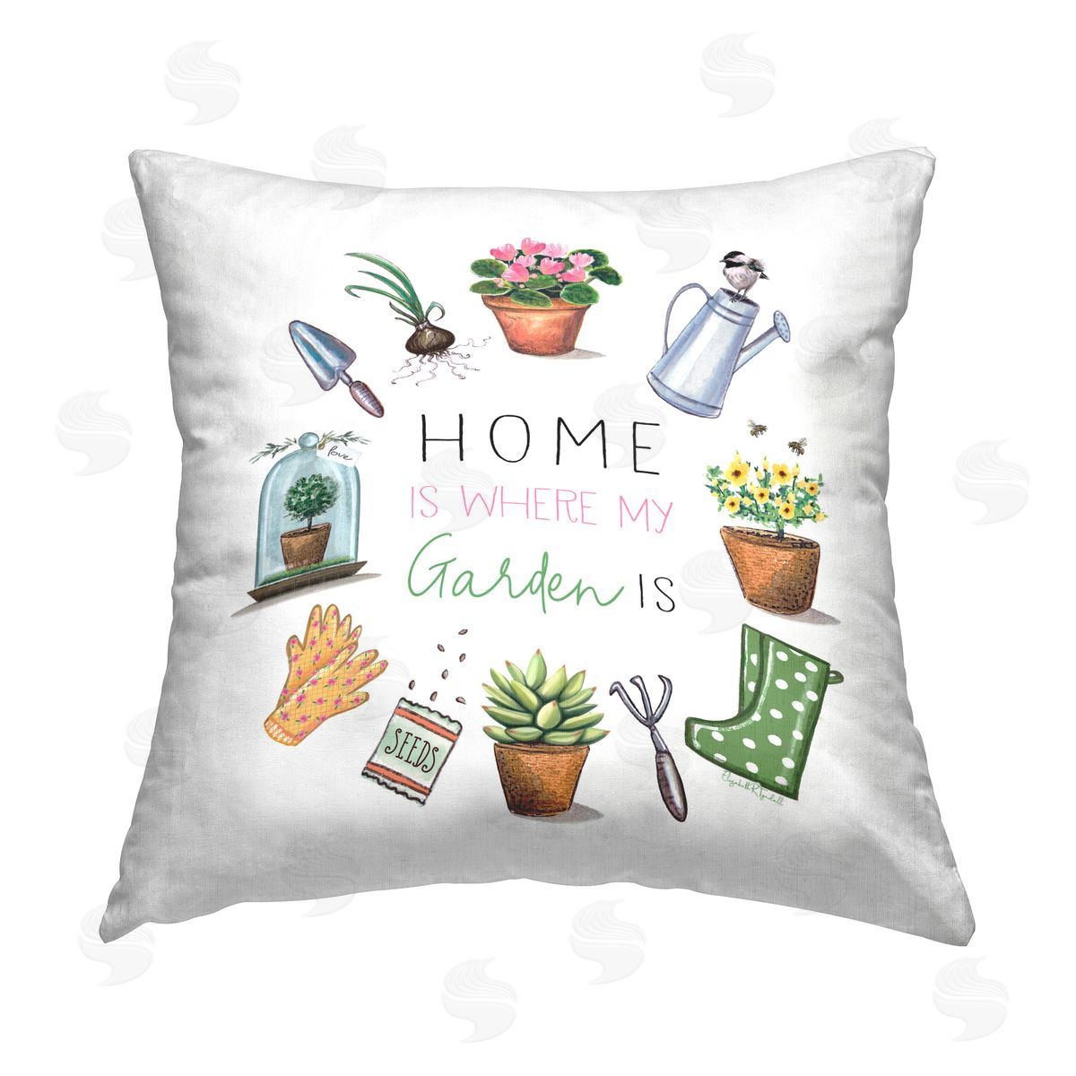 Elizabeth Tyndall Home Where Garden Is Printed Plush Polyester Throw Pillow