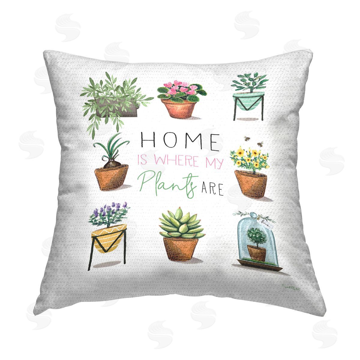 Elizabeth Tyndall Home Where Plants Are Outdoor Quick-Dry Polyester Printed Throw Pillow