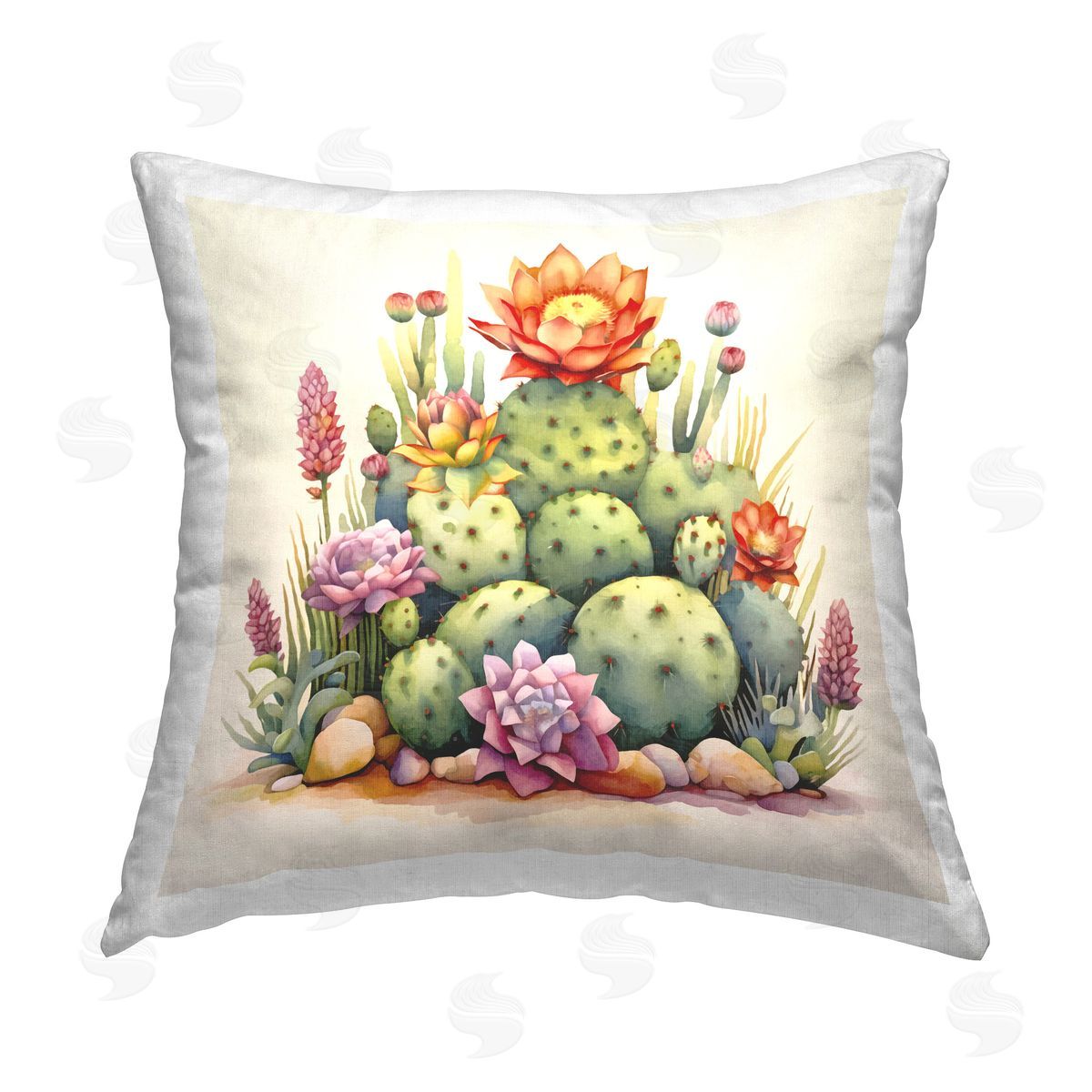 Andrea Haase Desert Spring Cacti Printed Plush Polyester Throw Pillow