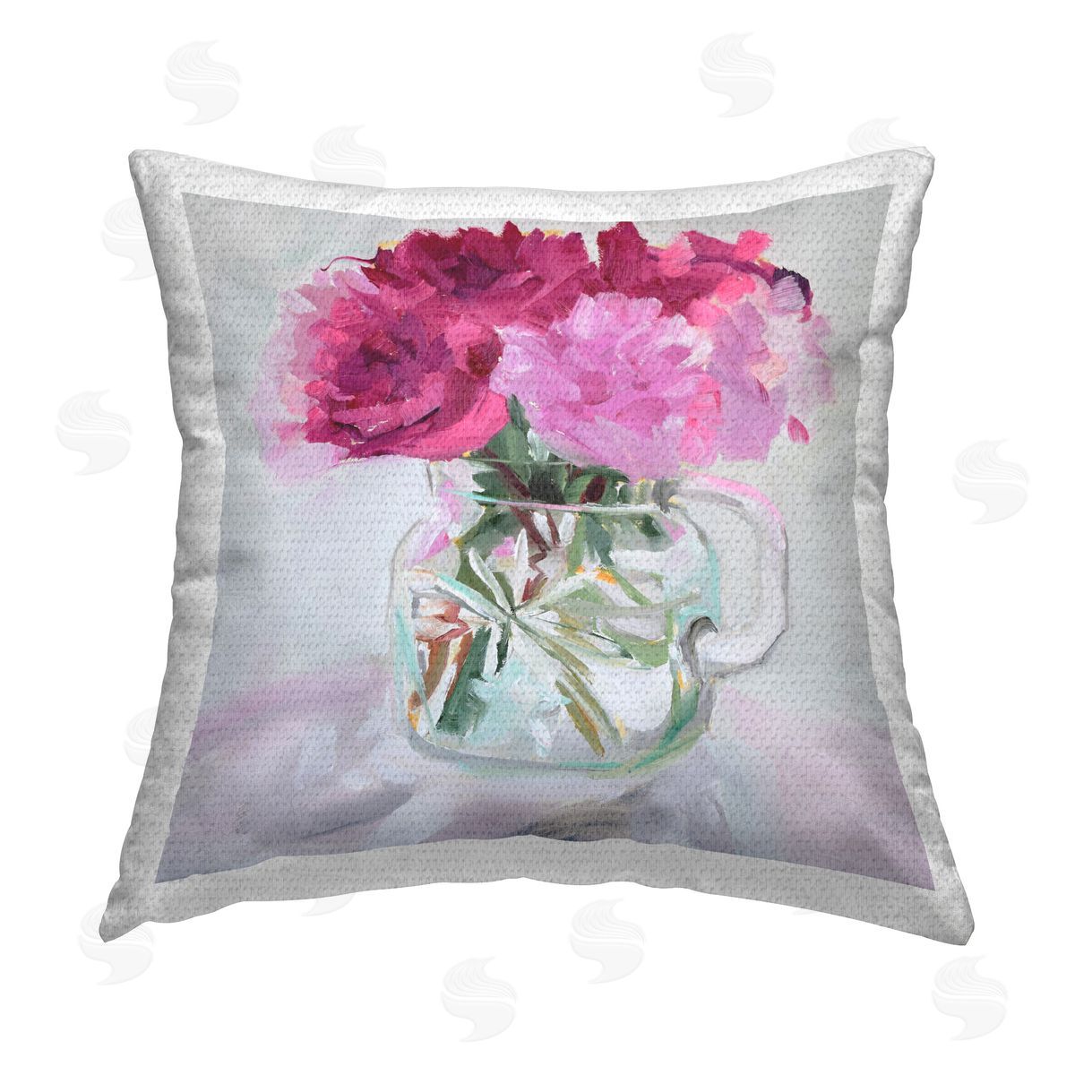 Jenny Westenhofer Pretty In Pink Peonies Outdoor Quick-Dry Polyester Printed Throw Pillow