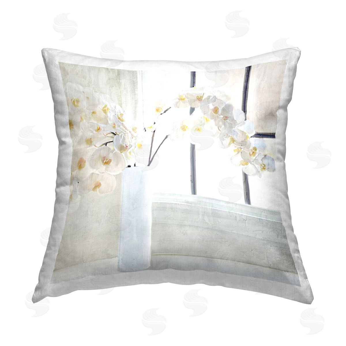Kim Allen Orchid Stems Windowsill Printed Plush Polyester Throw Pillow