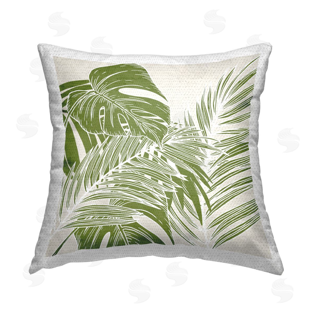 Kim Allen Green Layered Palms Outdoor Quick-Dry Polyester Printed Throw Pillow