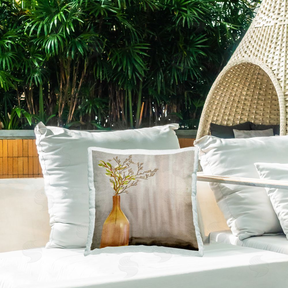 Kim Allen Traditional Amber Vase Outdoor Quick-Dry Polyester Printed Throw Pillow in Back Yard