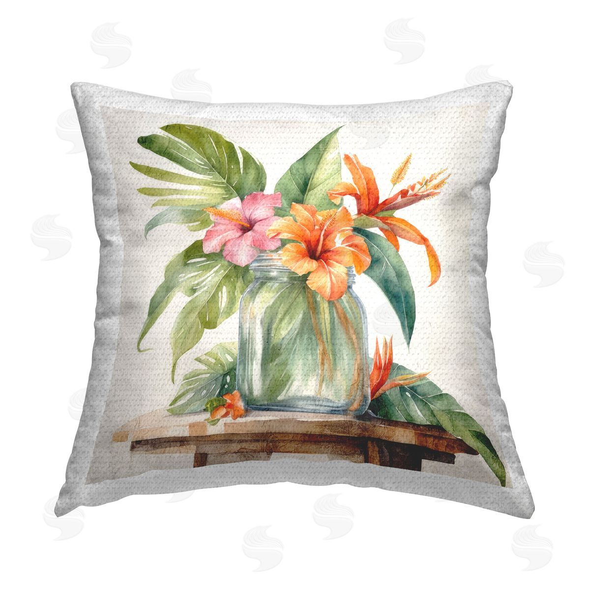Kim Allen Tropical Floral Jar Outdoor Quick-Dry Polyester Printed Throw Pillow