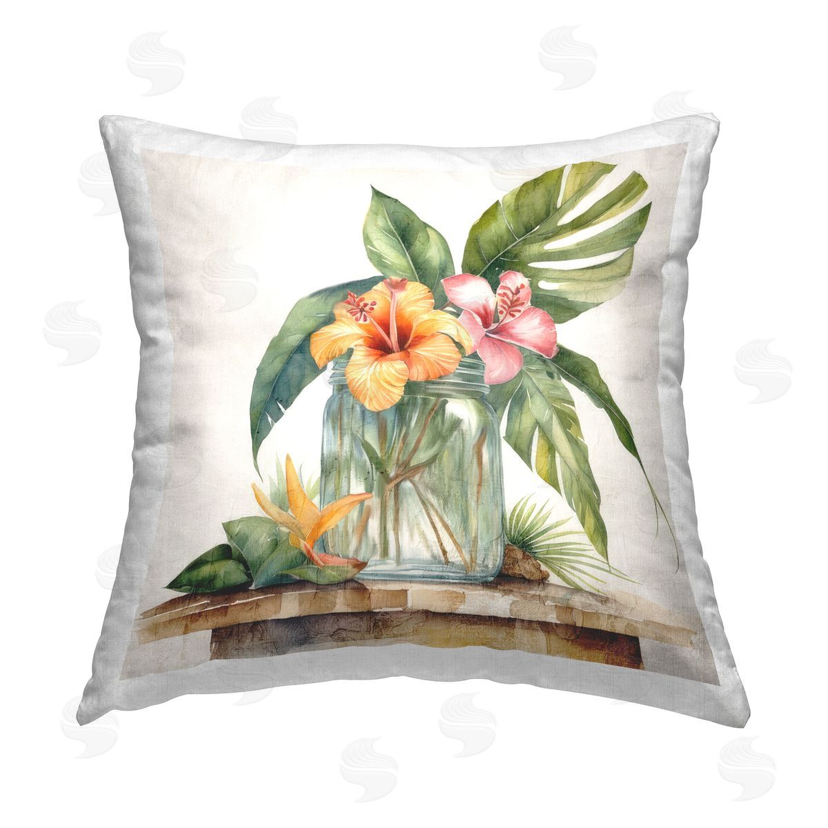 Kim Allen Tropical Floral Vase Printed Plush Polyester Throw Pillow