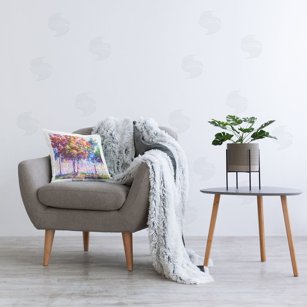 Leon Devenice Shades Of Solitude Printed Plush Polyester Throw Pillow On Chair