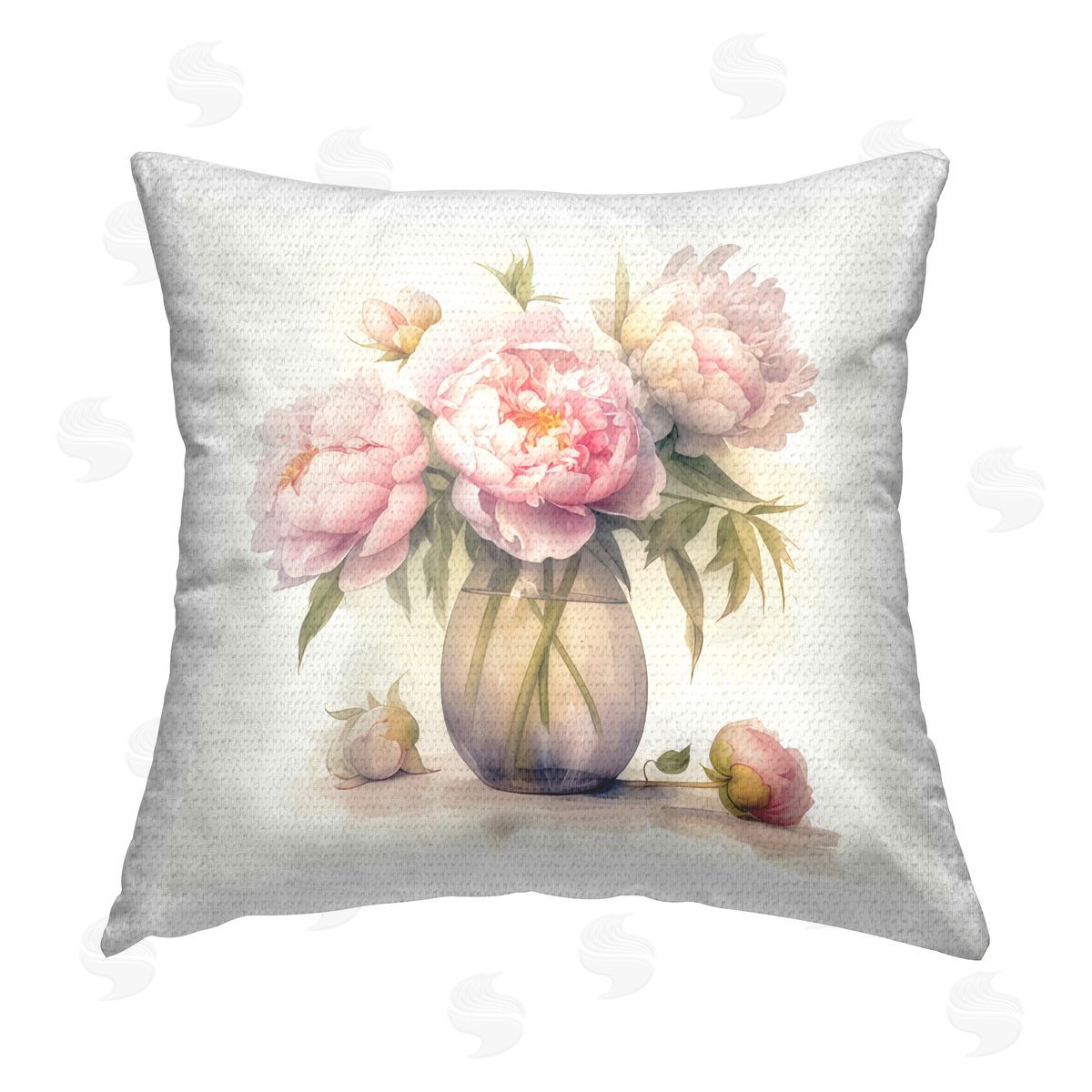 LSR Design Studio Charming Pink Peonies Outdoor Quick-Dry Polyester Printed Throw Pillow
