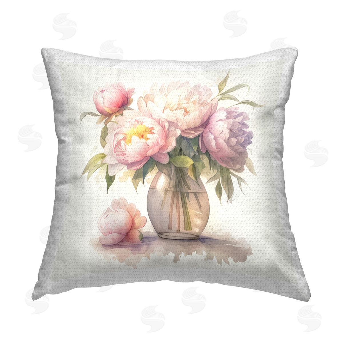 LSR Design Studio Blush Peonies Vase Outdoor Quick-Dry Polyester Printed Throw Pillow