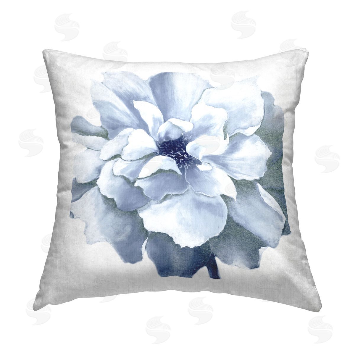 Withaar Blue Radiant Bloom Printed Plush Polyester Throw Pillow