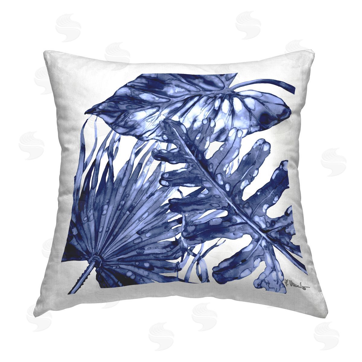 Paul Brent Hued Palm Fronds Printed Plush Polyester Throw Pillow