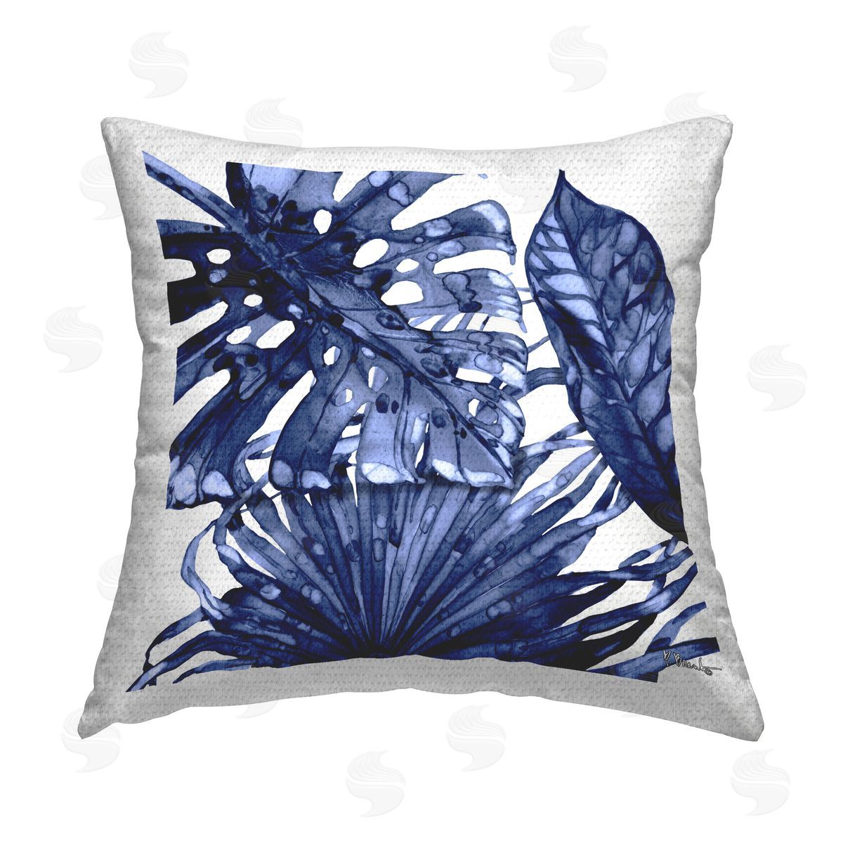 Paul Brent Blue Hued Palms Outdoor Quick-Dry Polyester Printed Throw Pillow
