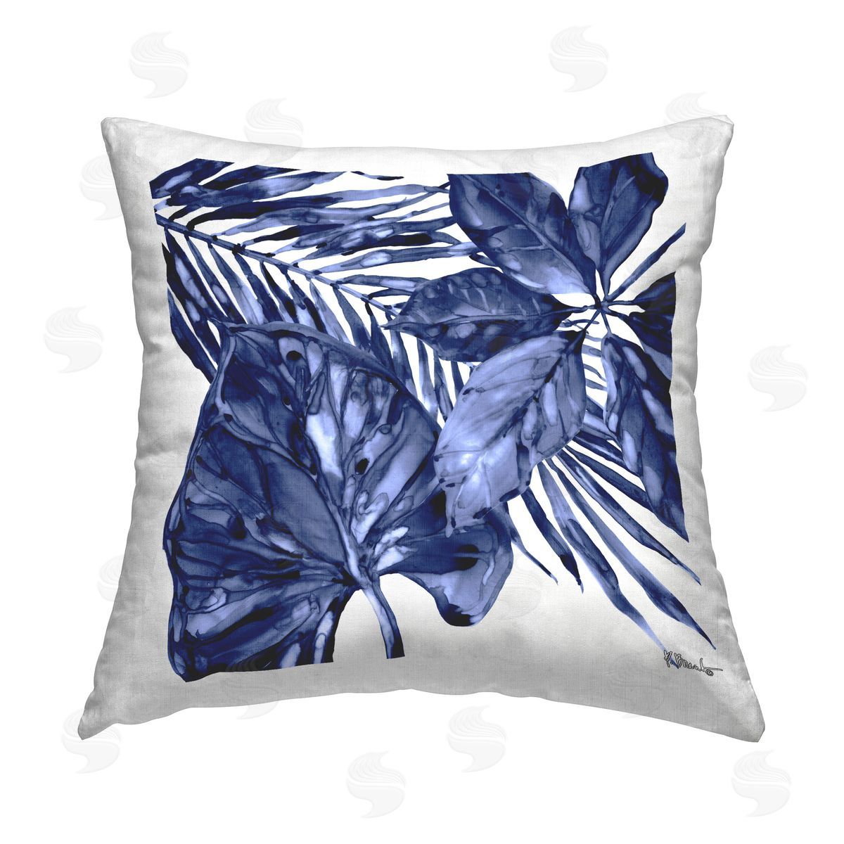 Paul Brent Hued Plant Fronds Printed Plush Polyester Throw Pillow