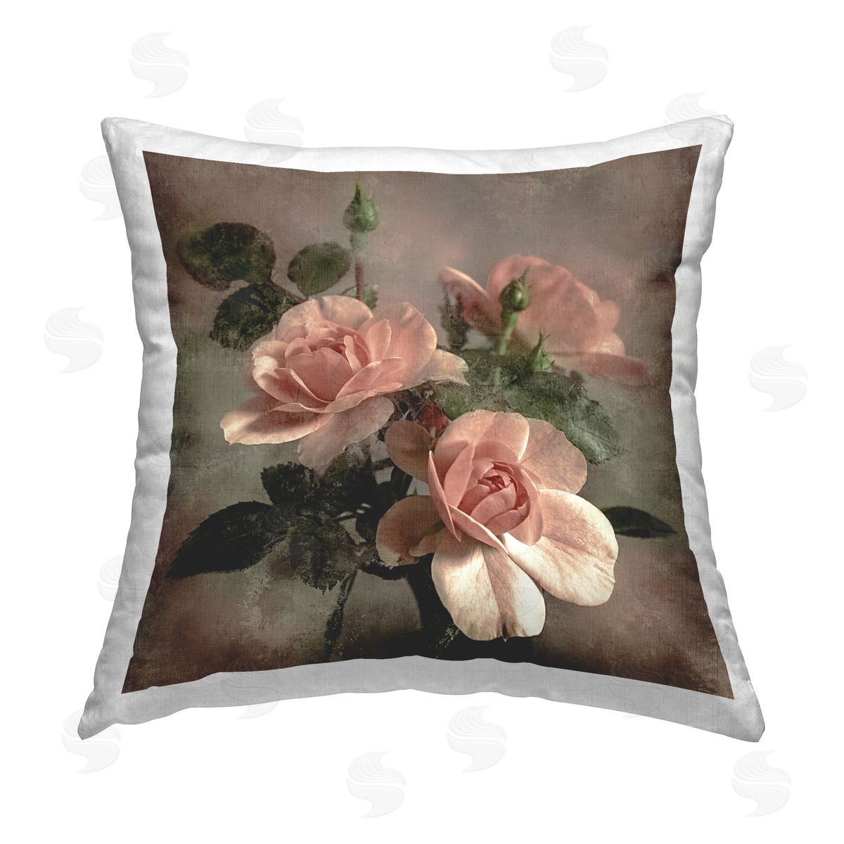 David Pollard Vintage Blush Petals Printed Plush Polyester Throw Pillow