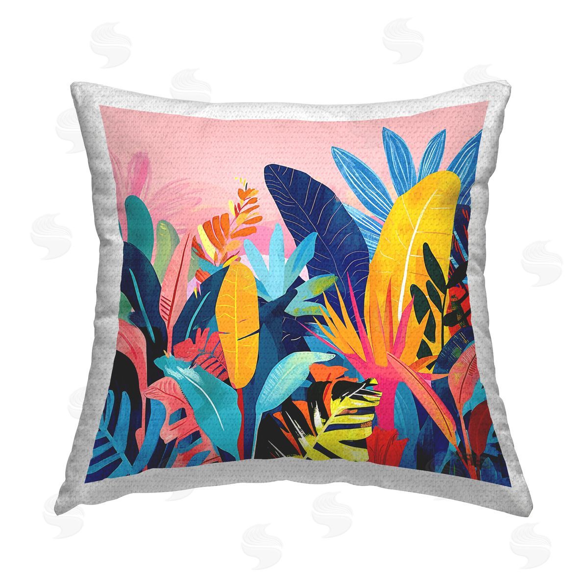 Roozbeh Bahramali Bold Tropical Jungle Leaves Outdoor Quick-Dry Polyester Printed Throw Pillow