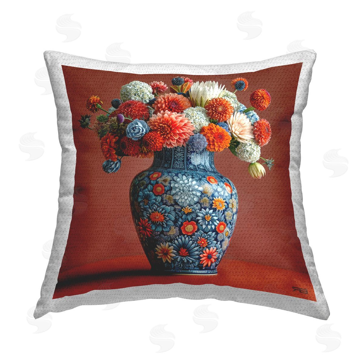 Roozbeh Bahramali Adorn Dahlia Bouquet Outdoor Quick-Dry Polyester Printed Throw Pillow