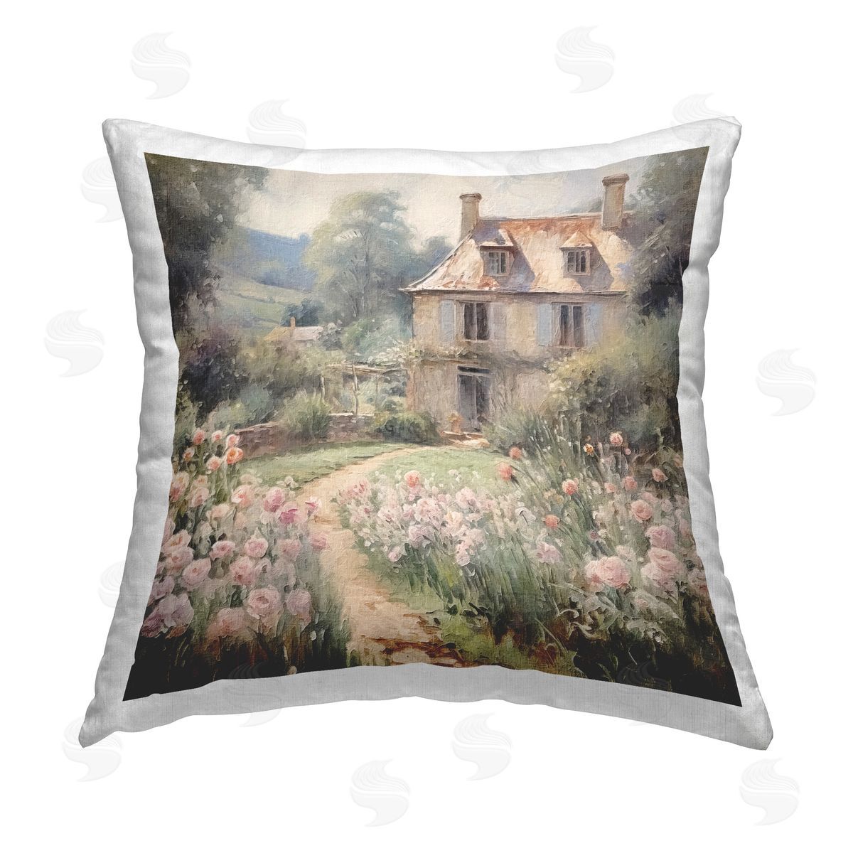 Riley B French Garden Cottage Printed Plush Polyester Throw Pillow