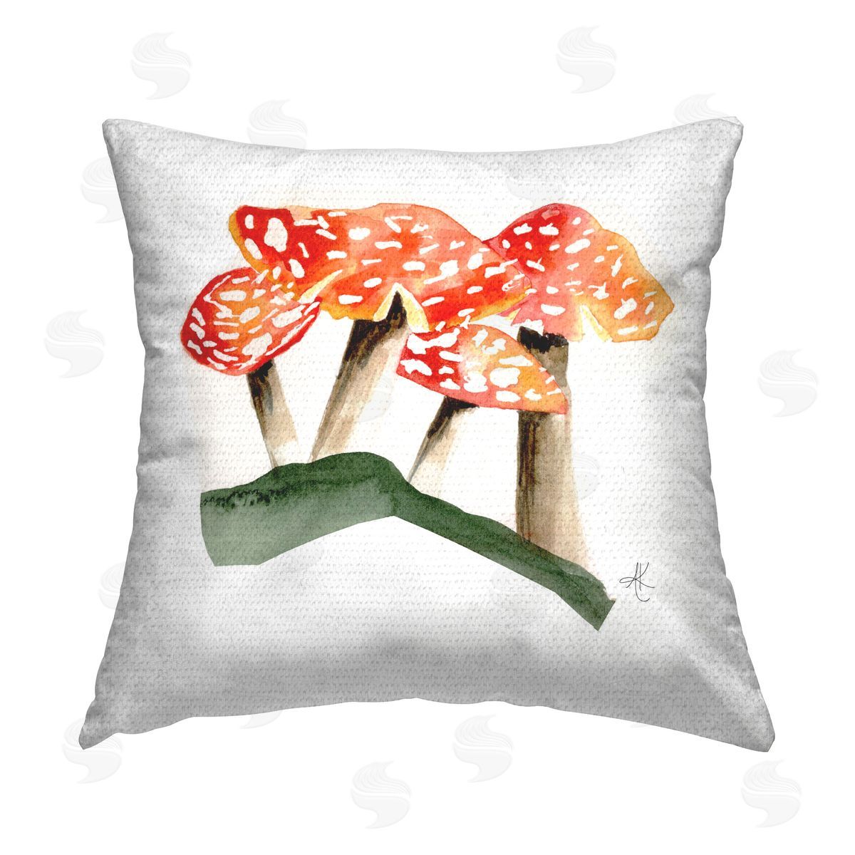 Alexandria Gilbert Kincaid Dotted Red Mushrooms Outdoor Quick-Dry Polyester Printed Throw Pillow