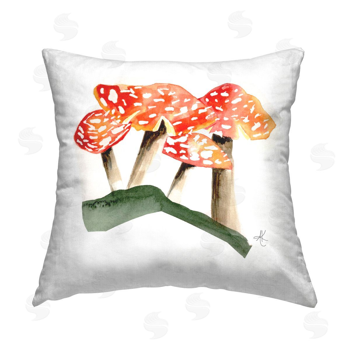 Alexandria Gilbert Kincaid Dotted Red Mushrooms Printed Plush Polyester Throw Pillow