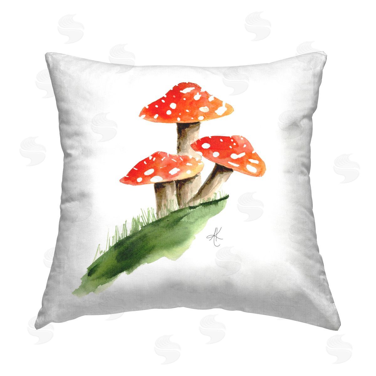 Alexandria Gilbert Kincaid Red Mushroom Trio Printed Plush Polyester Throw Pillow