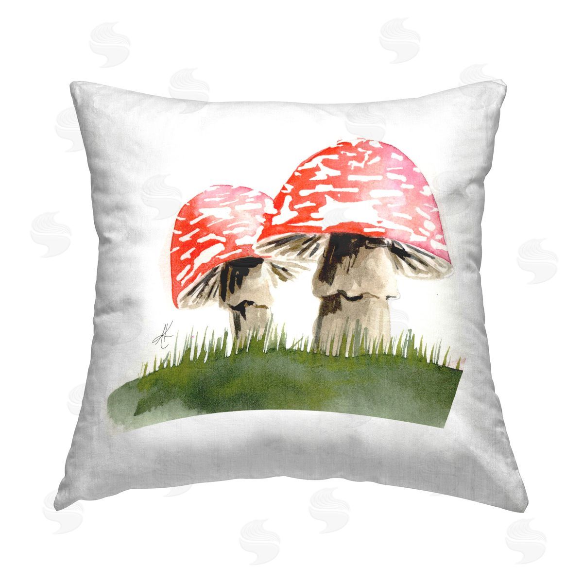 Alexandria Gilbert Kincaid Red Mushroom Pair Printed Plush Polyester Throw Pillow
