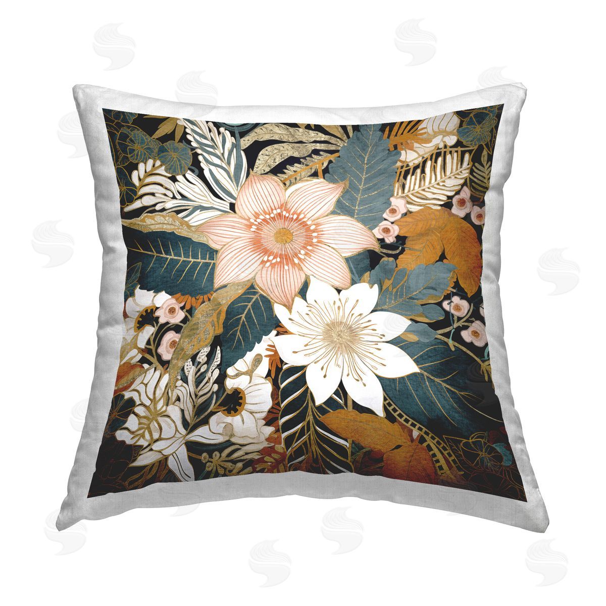Sasha Boho Flower Pattern Printed Plush Polyester Throw Pillow