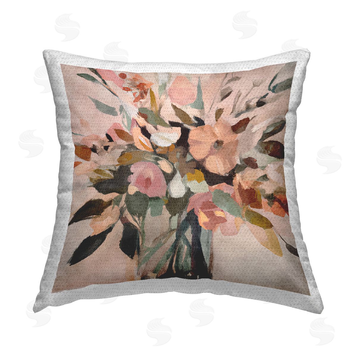 Sasha Blush Abstract Bouquet Outdoor Quick-Dry Polyester Printed Throw Pillow
