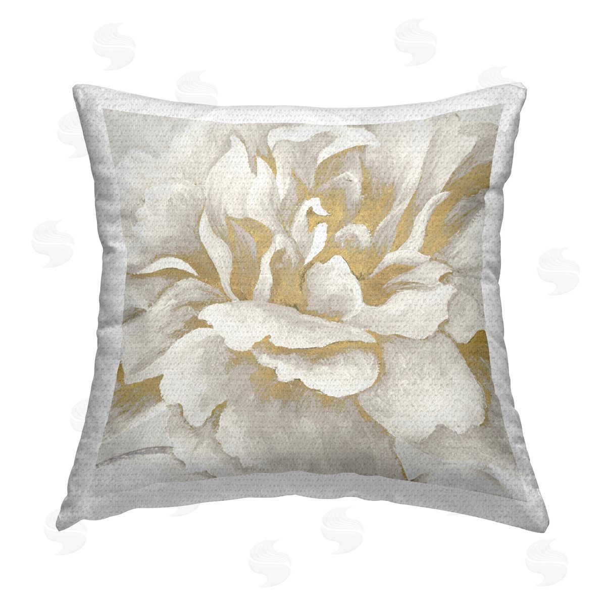 Elizabeth Medley Gold & White Flower Outdoor Quick-Dry Polyester Printed Throw Pillow