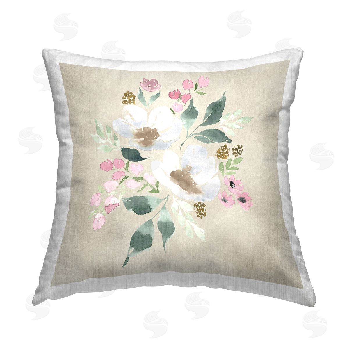 Lucille Price Neutral Floral Beauty Printed Plush Polyester Throw Pillow