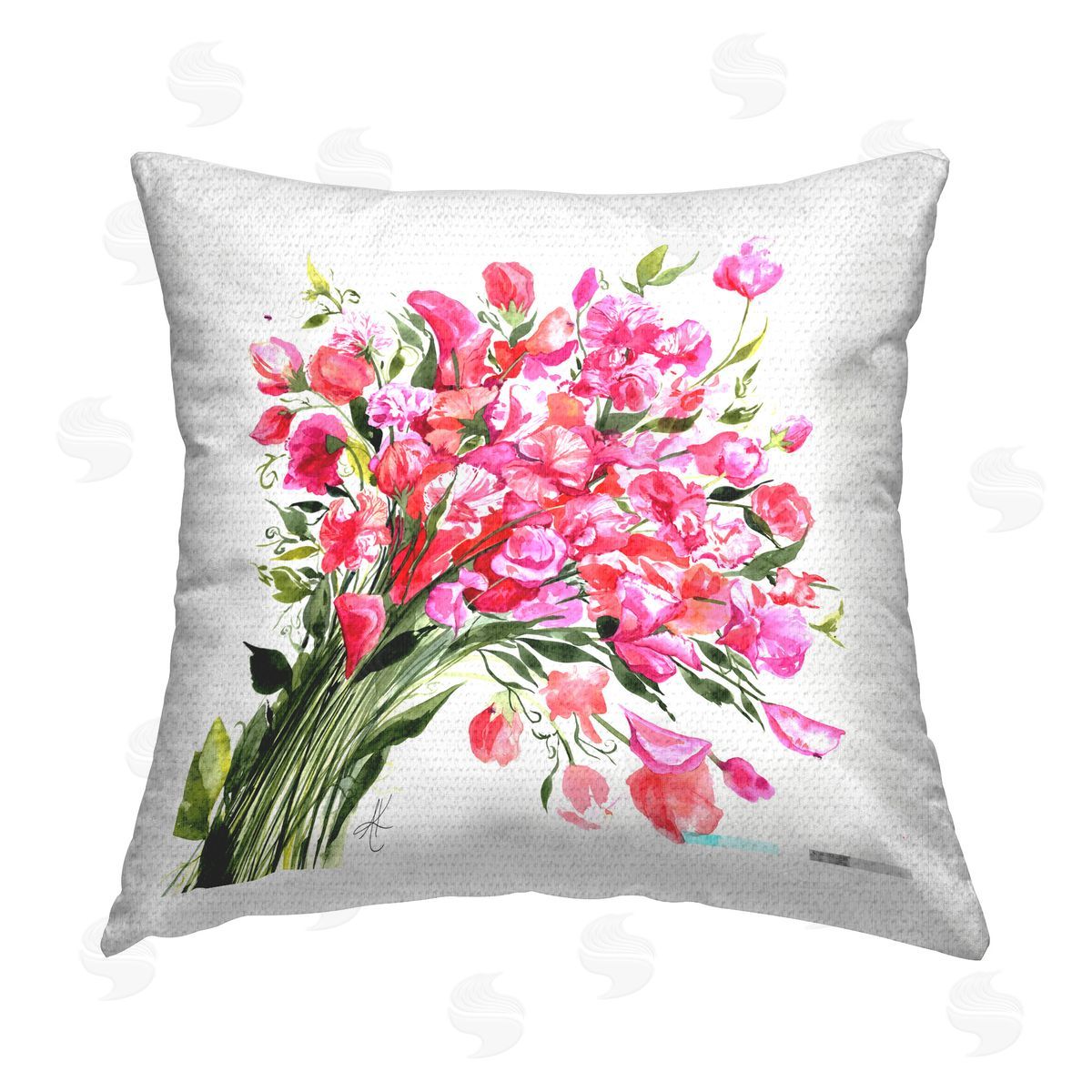 Alexandria Gilbert Kincaid Sweet Pea Bouquet Outdoor Quick-Dry Polyester Printed Throw Pillow