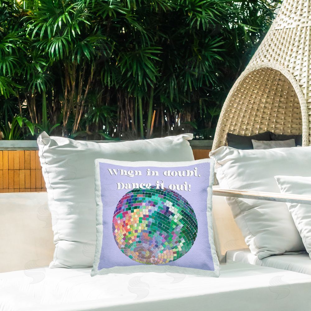 Regina Moore Dance It Out Phrase Outdoor Quick-Dry Polyester Printed Throw Pillow in Back Yard