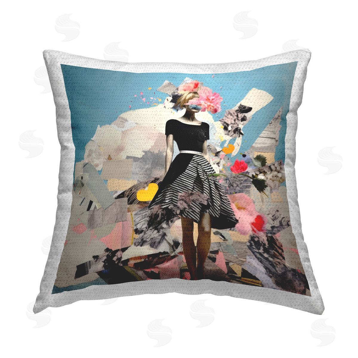 Irena Orlov Surreal Collage Woman Outdoor Quick-Dry Polyester Printed Throw Pillow