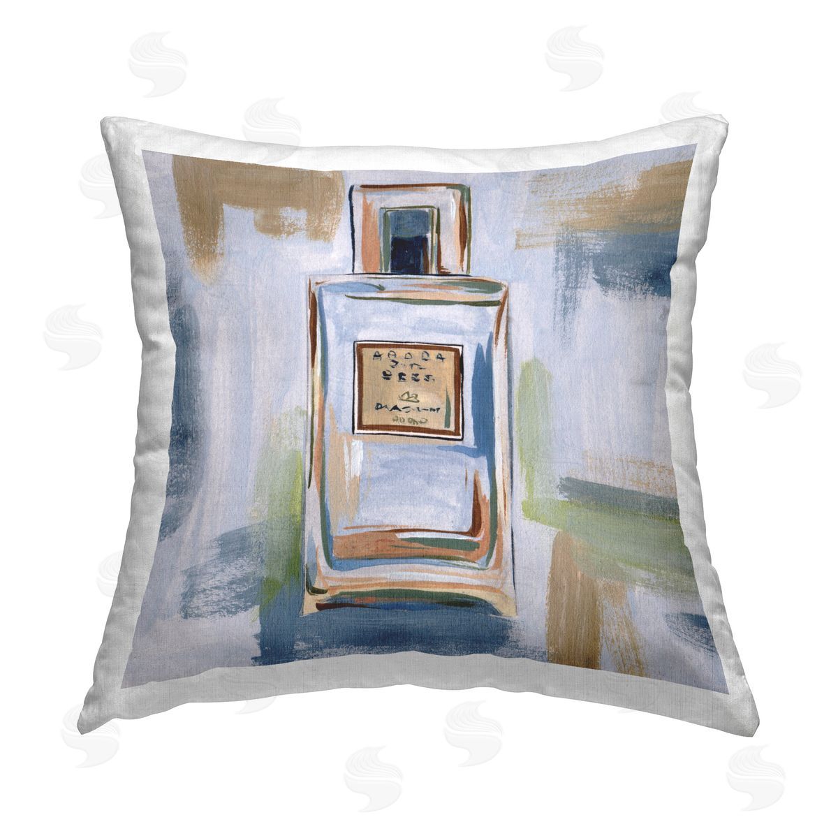 Melissa Wang Neutral Perfume Bottle Printed Plush Polyester Throw Pillow