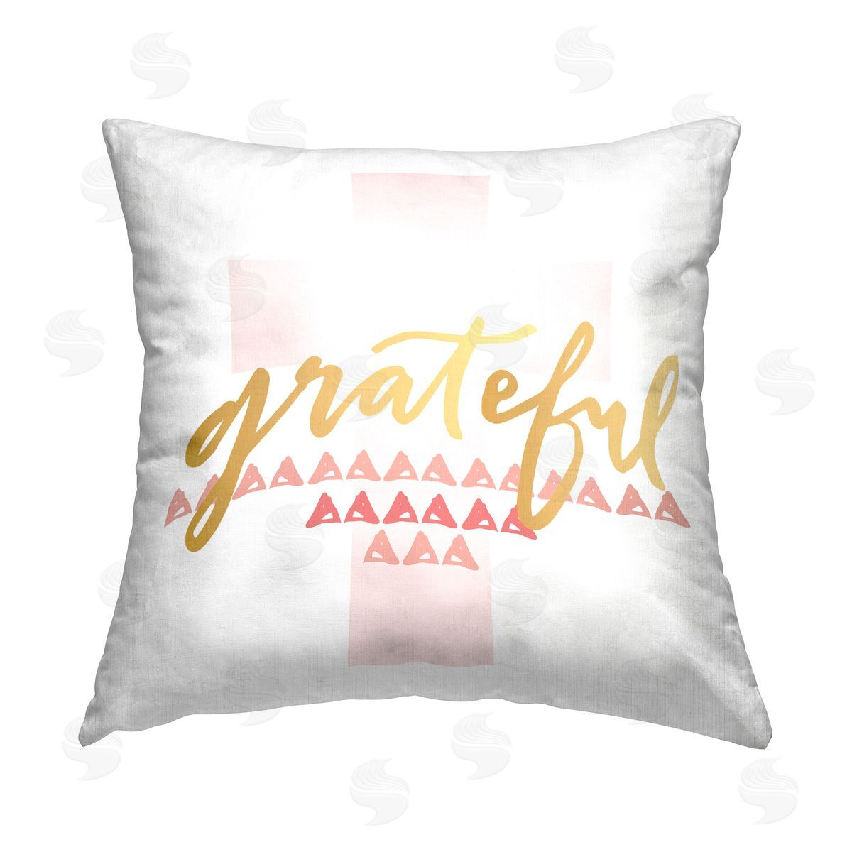 Blue Chair Blessing Grateful over Cross Printed Plush Polyester Throw Pillow
