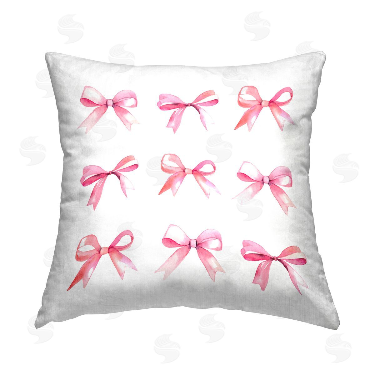 Stupell Studio Pink Bow Pattern Printed Plush Polyester Throw Pillow