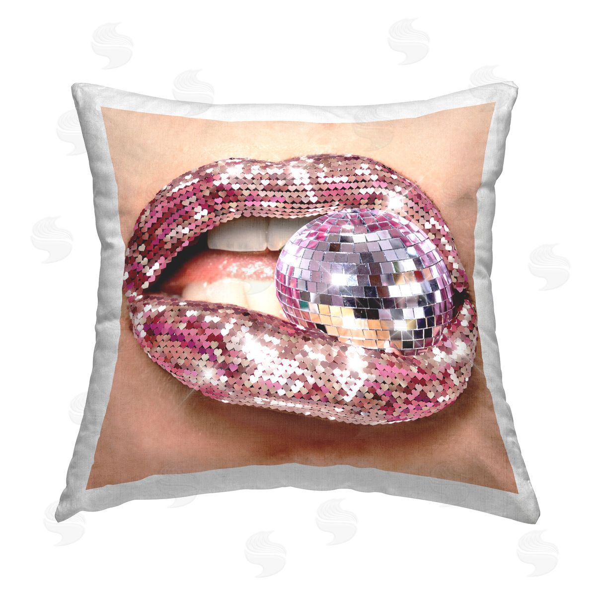 Ziwei Li Biting Disco Ball Printed Plush Polyester Throw Pillow