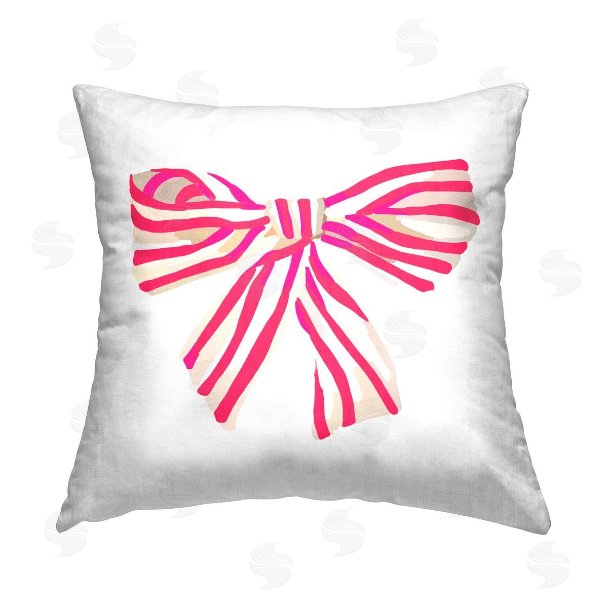 Amelia Noyes Pink Striped Bow Printed Plush Polyester Throw Pillow