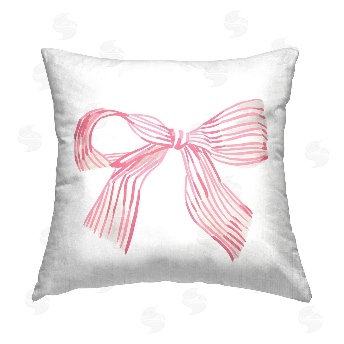 Amelia Noyes Pink Pinstripe Bow Printed Plush Polyester Throw Pillow