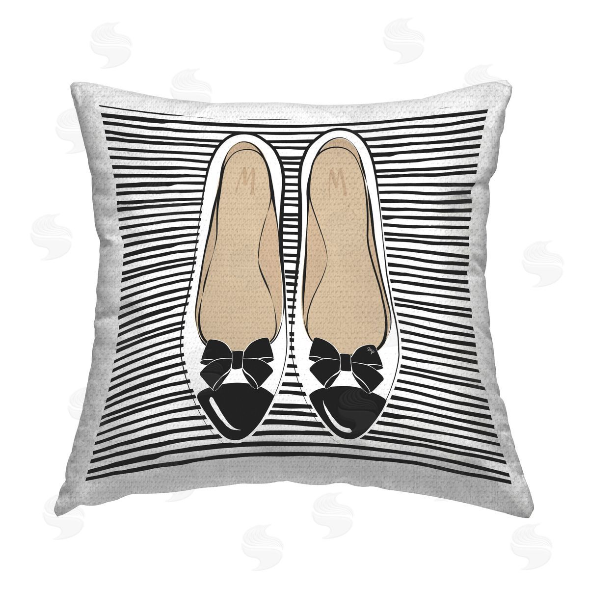 Martina Pavlova Bow Flats on Stripes Outdoor Quick-Dry Polyester Printed Throw Pillow