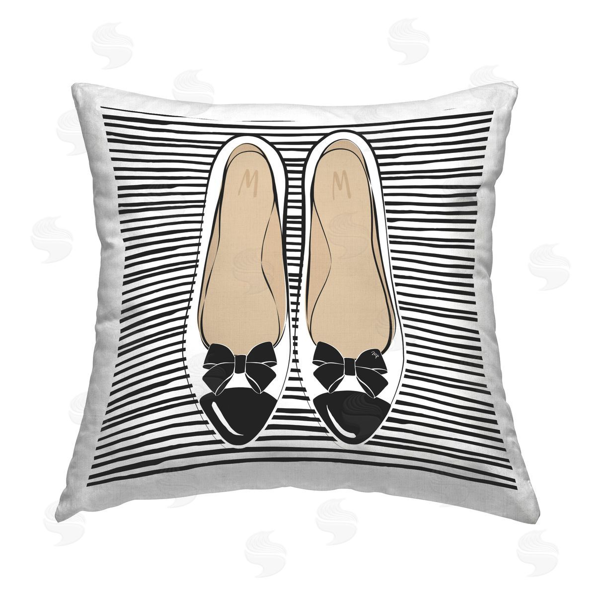 Martina Pavlova Bow Flats on Stripes Printed Plush Polyester Throw Pillow