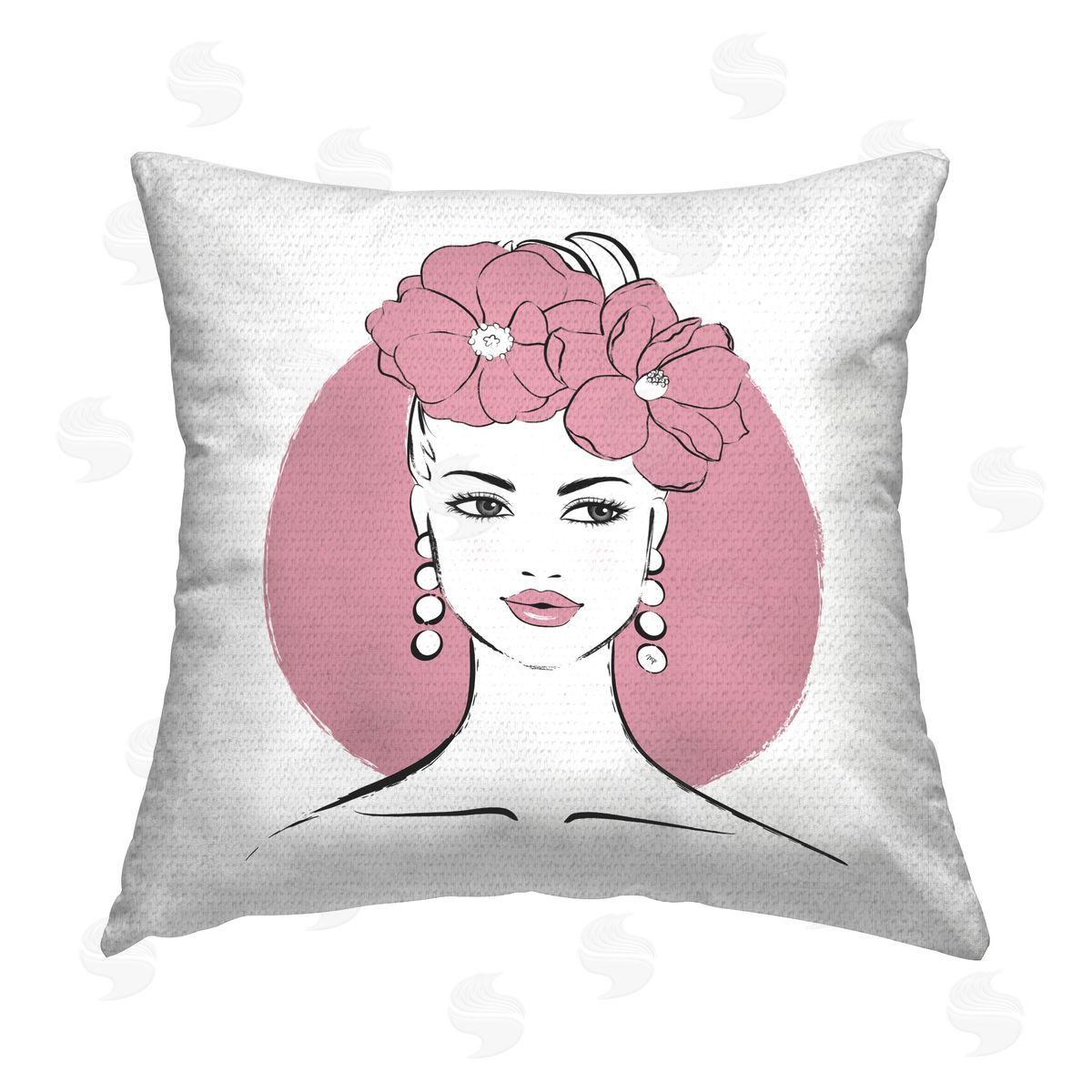 Martina Pavlova Pink Lady Portrait Outdoor Quick-Dry Polyester Printed Throw Pillow