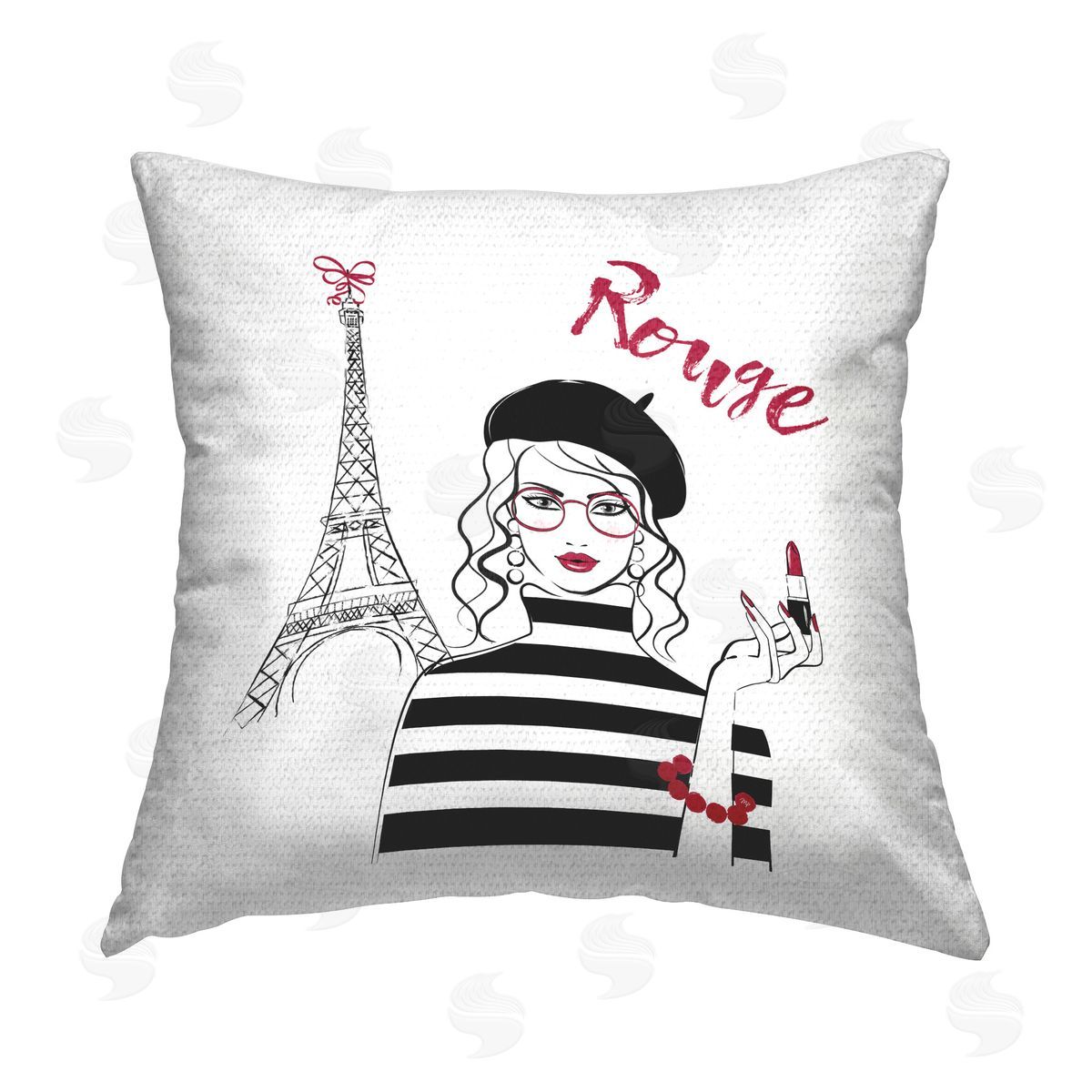 Martina Pavlova Rouge Parisian Fashion Outdoor Quick-Dry Polyester Printed Throw Pillow