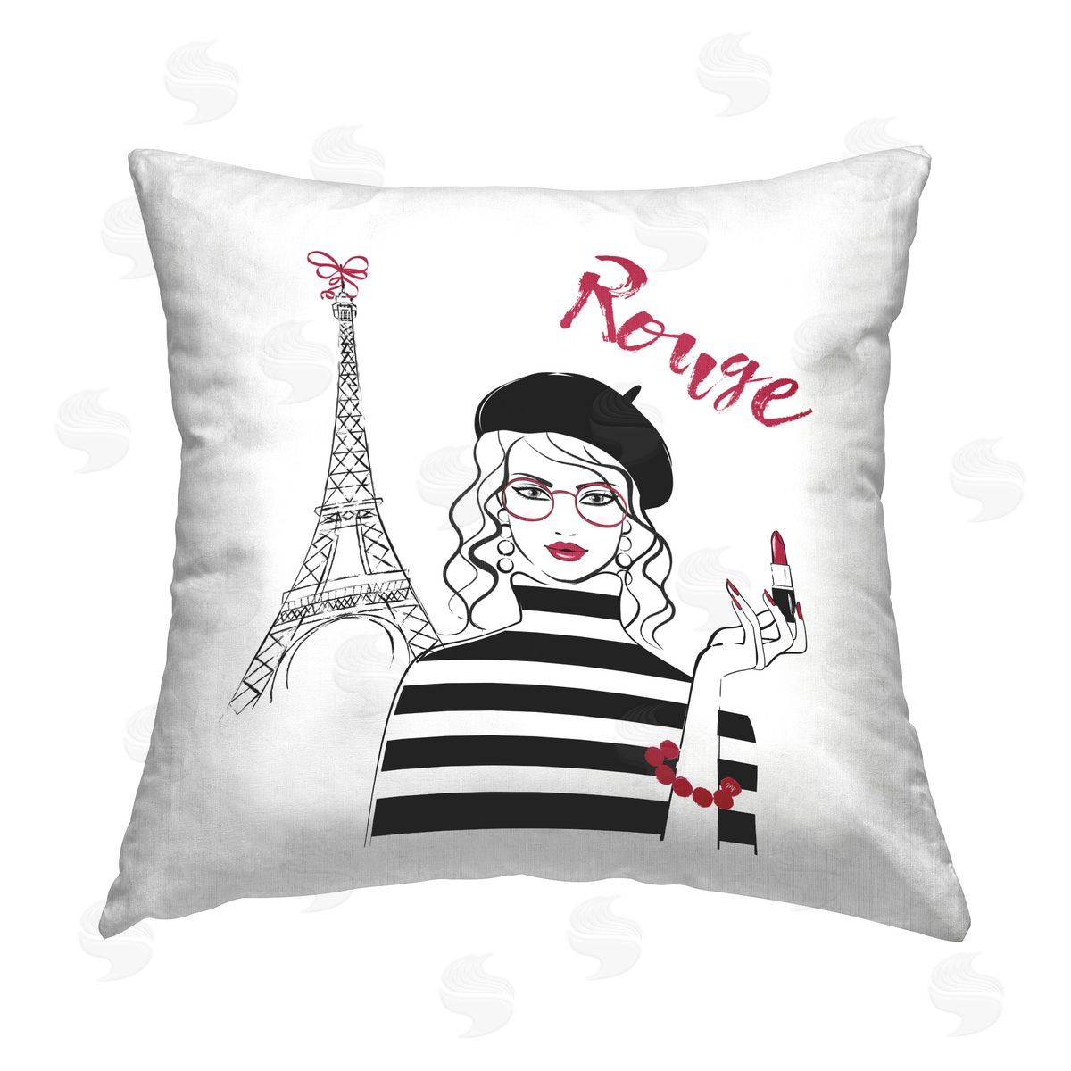 Martina Pavlova Rouge Parisian Fashion Printed Plush Polyester Throw Pillow