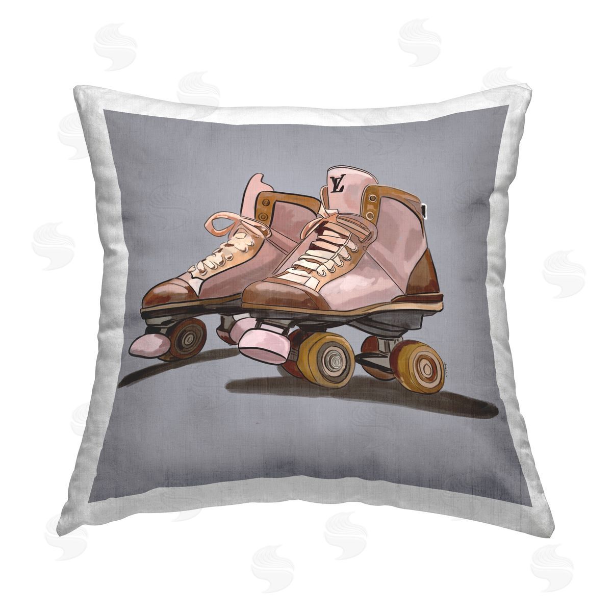 Amelia Noyes Roller Skates on Grey Printed Plush Polyester Throw Pillow