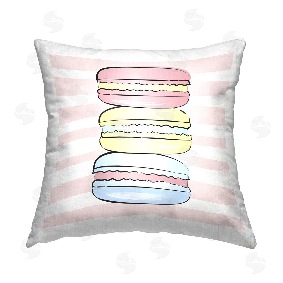 Martina Pavlova Pastel Stacked Macarons Printed Plush Polyester Throw Pillow