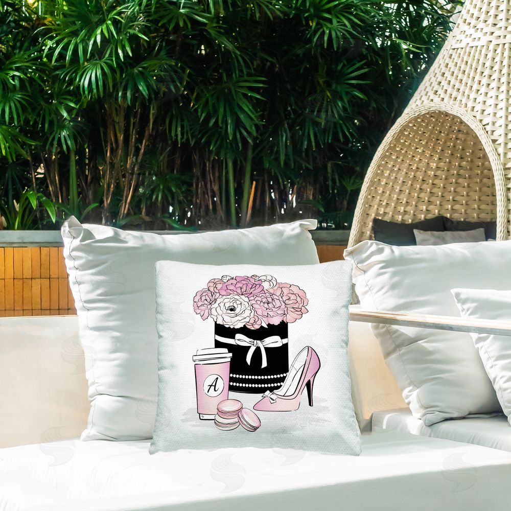 Martina Pavlova Pink Life Accessories Outdoor Quick-Dry Polyester Printed Throw Pillow in Back Yard