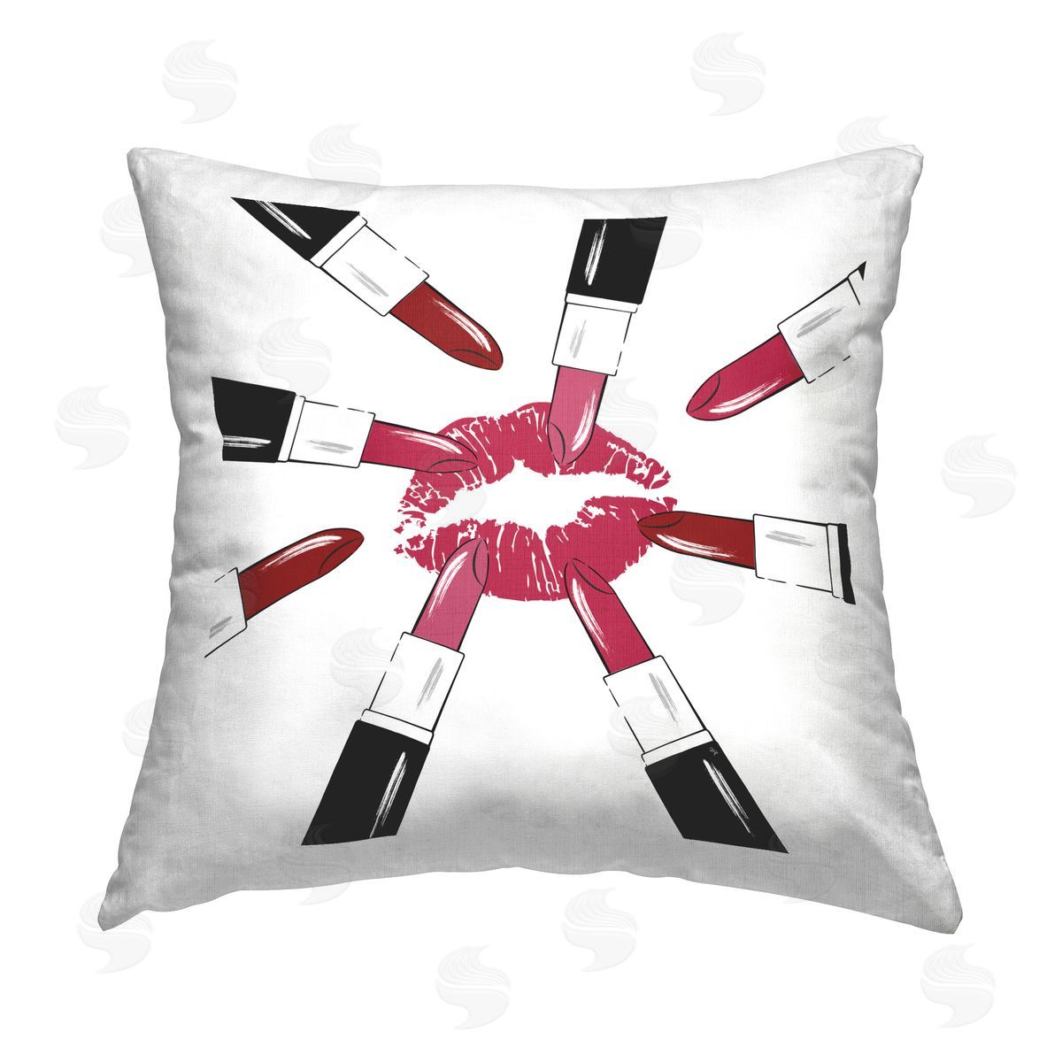 Martina Pavlova Centric Lipsticks & Kiss Printed Plush Polyester Throw Pillow