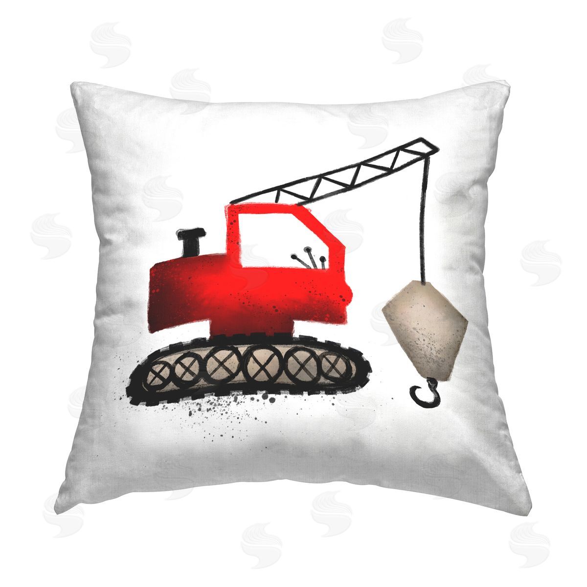Elizabeth Medley Red Construction Vehicle Printed Plush Polyester Throw Pillow