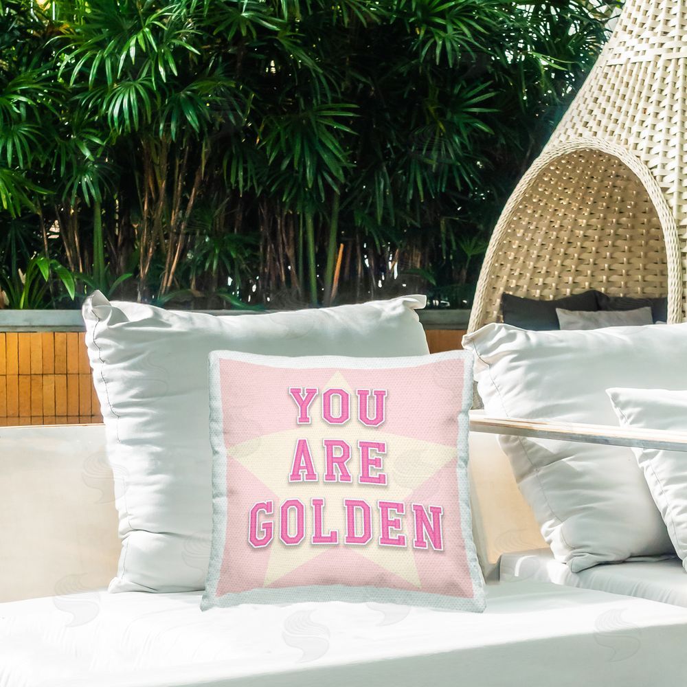 CAD Designs You Are Golden Phrase Outdoor Quick-Dry Polyester Printed Throw Pillow in Back Yard
