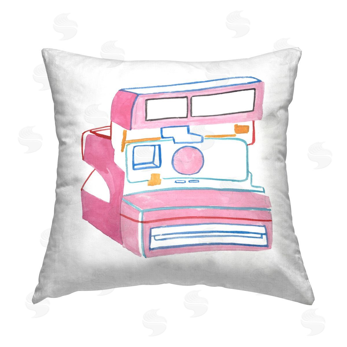 Melissa Wang Retro Film Camera Printed Plush Polyester Throw Pillow