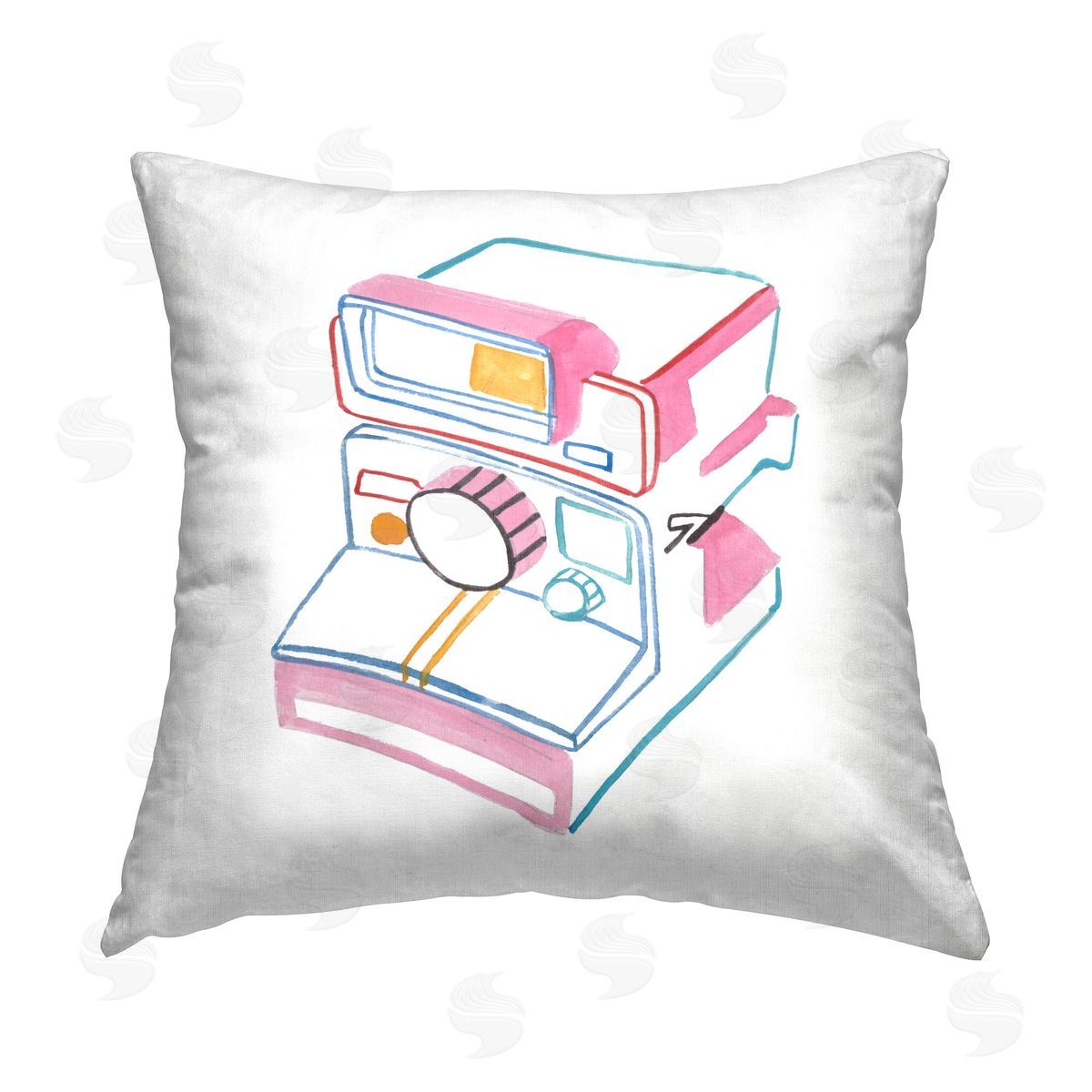 Melissa Wang Pastel Film Camera Printed Plush Polyester Throw Pillow